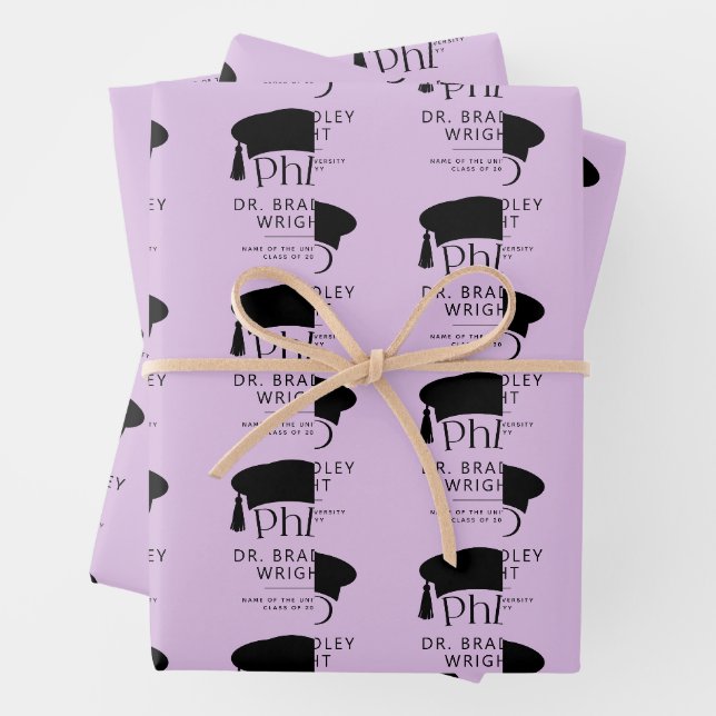 Custom PhD Doctoral Hat Doctoral Degree Graduation Wrapping Paper Sheet (In situ)