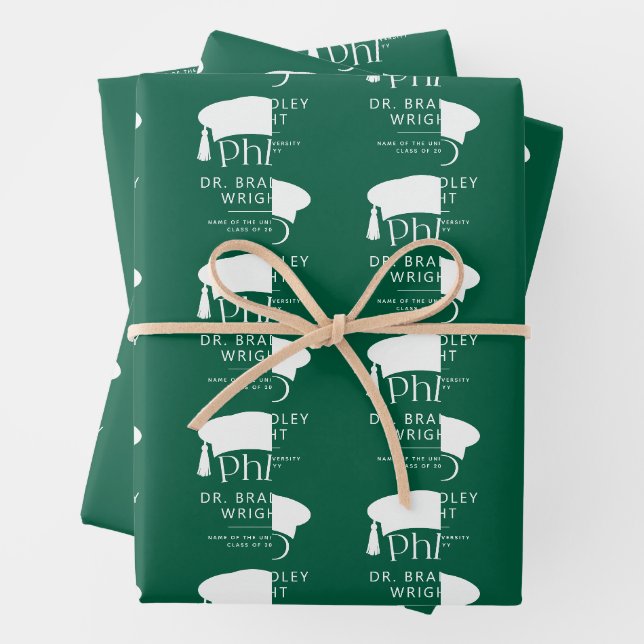Custom PhD Doctoral Hat Doctoral Degree Graduation Wrapping Paper Sheet (In situ)