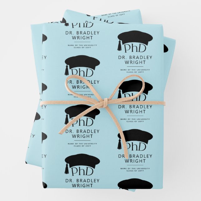 Custom PhD Doctoral Hat Doctoral Degree Graduation Wrapping Paper Sheet (In situ)