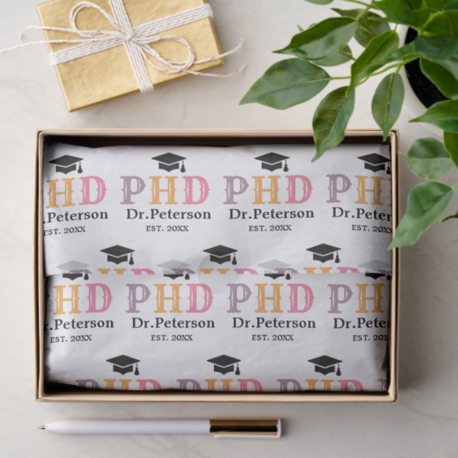 Custom PHD OR Doctorate Graduation Gift Wrap Tissue Paper (Gift)