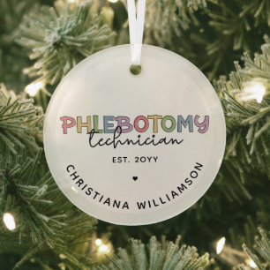 Custom Phlebotomy Technician PBT Phlebotomy Tech Glass Tree Decoration