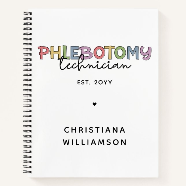 Custom Phlebotomy Technician PBT Phlebotomy Tech Notebook (Front)