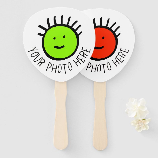 Custom Photo 10 PADDLE HAND FANS, FAVORS Template Fan (Front and Back)