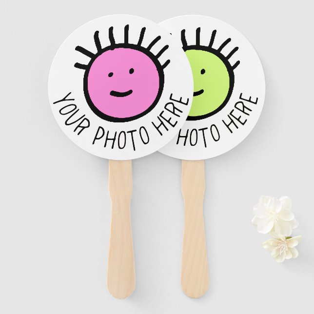 Custom Photo 10 x ROUND HAND FANS, FAVORS Template Hand Fan (Front and Back)