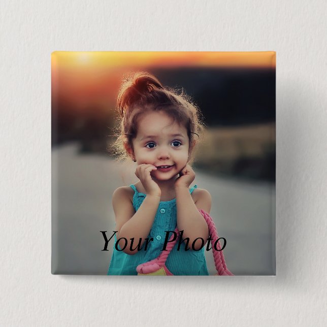 Custom Photo 15 Cm Square Badge (Front)