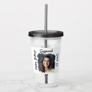 Custom Photo 16th Happy Birthday Personalised Acrylic Tumbler