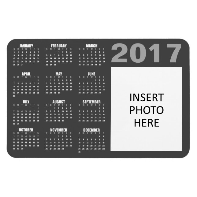 Custom Photo 2017 Calendar Magnet - Grey (Horizontal)