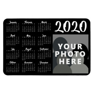 Custom Photo 2020 Calendar Magnet Template   Black