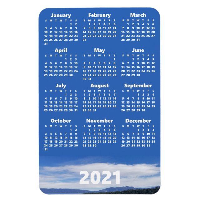 Custom Photo 2021 Calendar | White Text Portrait Magnet (Vertical)