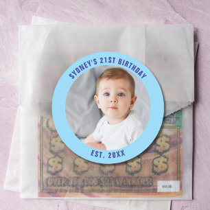 Custom Photo 21st 2Oth 30th 40th Birthday Party Classic Round Sticker