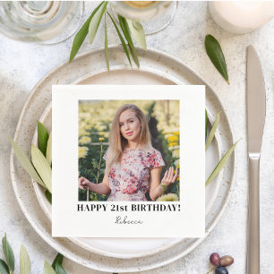 Custom Photo 21st 30th 40th 50th 60 Birthday Party Napkin