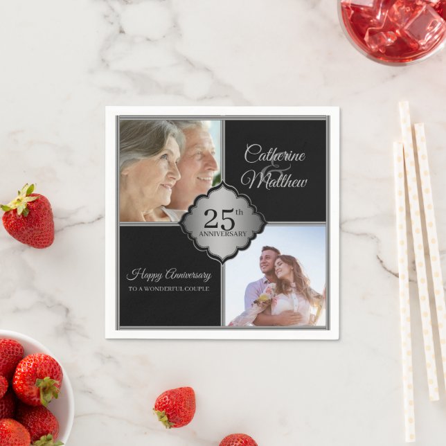 Custom photo 25th Anniversary Napkins (Insitu)