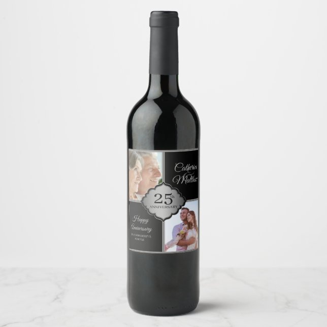 Custom photo 25th Anniversary Wine Label (Front)