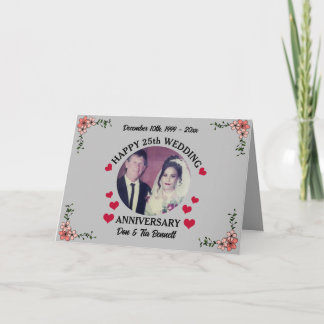 Custom Photo 25th Wedding Anniversary Greeting Card