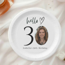 Custom Photo 30th Birthday Party Plates