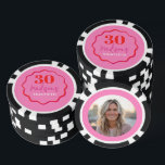 Custom Photo 30th Birthday Poker Chip Pink & Red<br><div class="desc">Perfect as a personalised chip for any casino lover or poker player, these custom poker chips also double as a fun party favour for your birthday celebration. Whether you're hosting a Las Vegas themed party or just looking for a one-of-a-kind gift, our photo poker chips are sure to impress. Don't...</div>