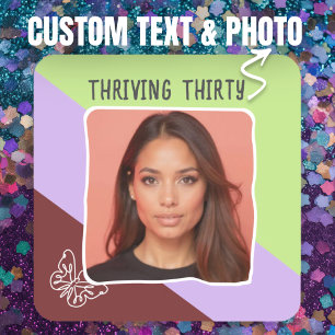 Custom Photo 30th Birthday Thriving Thirty Party Square Sticker