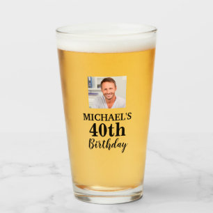 Custom Photo 40th Birthday Party Favor Glass