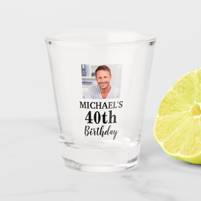 Custom Photo 40th Birthday Party Favor Shot Glass (Front)