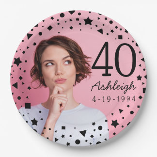 Custom Photo 40th Brthday Paper Plate