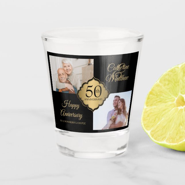 Custom Photo 50th Anniversary  Shot Glass (Front)