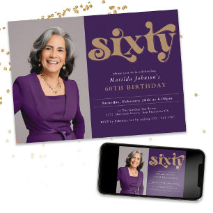 Custom Photo 60th Birthday Party Invitation