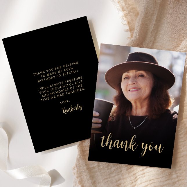 Custom Photo 60th Birthday Party Thank You Card (Creator Uploaded)