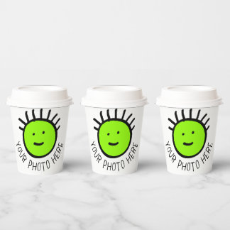 Custom Photo 8 PARTY PAPER CUPS with LIDS Template