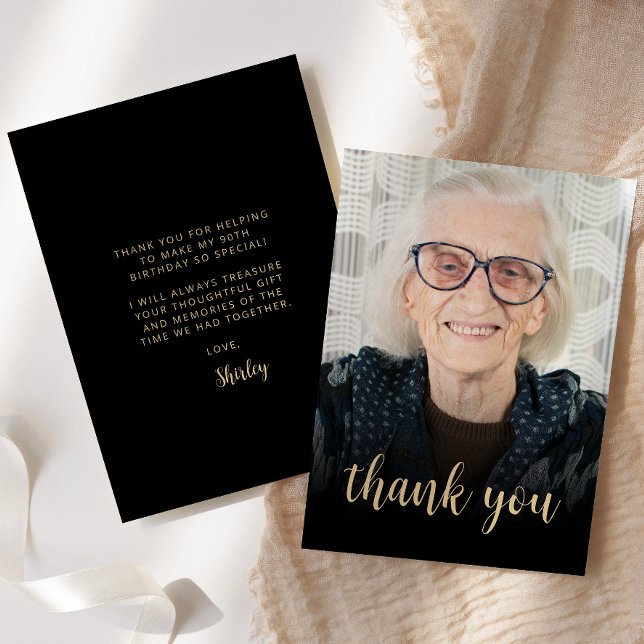 Custom Photo 90th Birthday Party Thank You Card (Creator Uploaded)