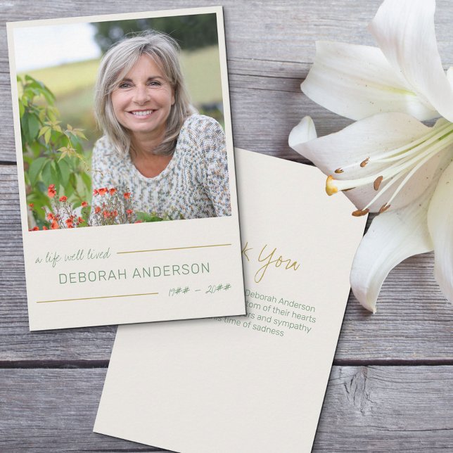 Custom Photo | A Life Well Lived Casual Lettering Thank You Card (Creator Uploaded)