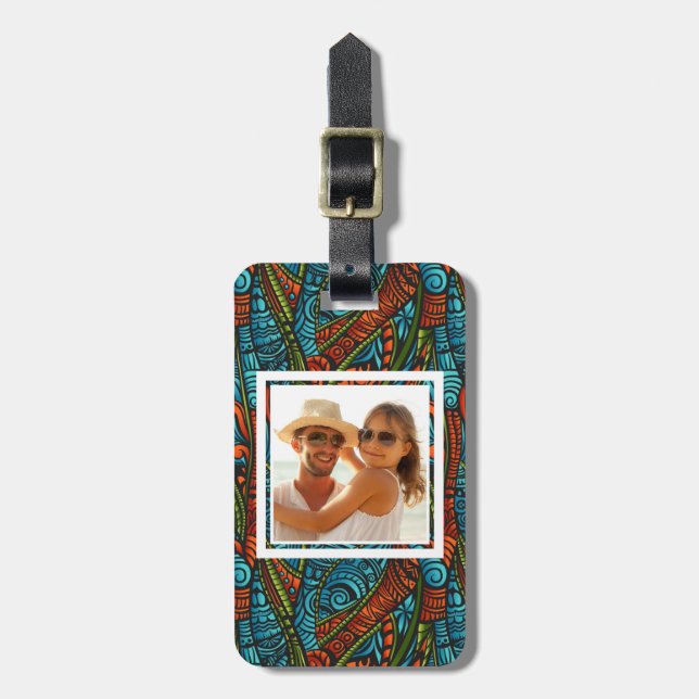 Custom Photo Abstract ethnic wallpaper Luggage Tag (Front Vertical)