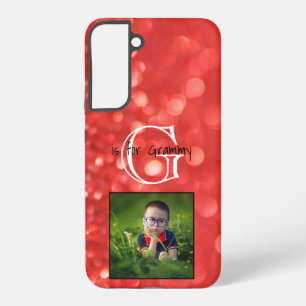 Custom Photo Add A Name Monogram Coral Glitter Samsung Galaxy Case