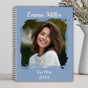 Custom Photo   Add Name or Text   Dusty Blue Notebook