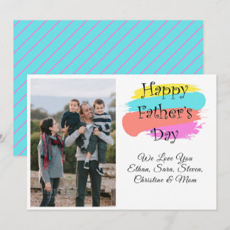 Custom Photo Add Names Paint Art Fathers Day Card