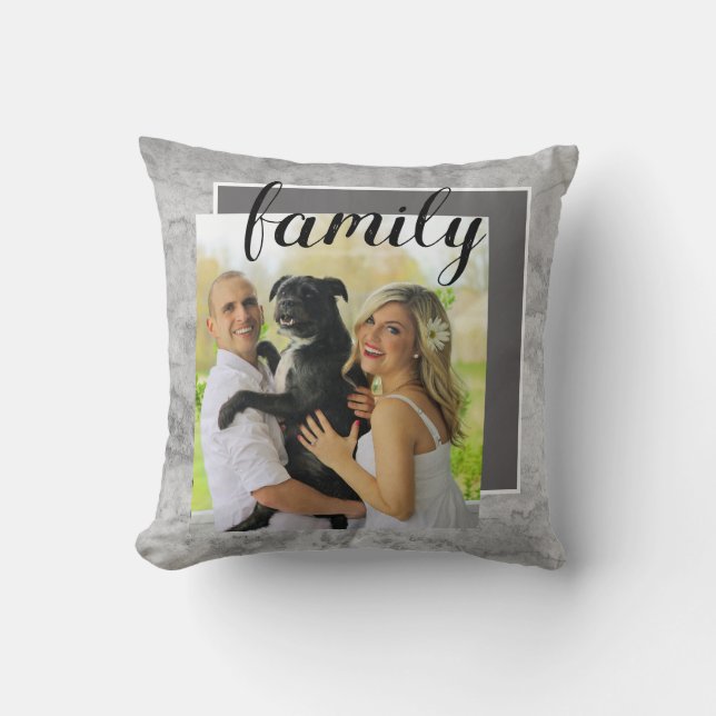custom photo add your own personalise grey cushion (Front)