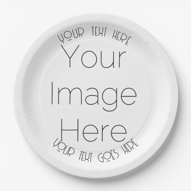 custom photo and art deco text paper plate (Front)