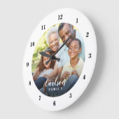 Custom Photo and Family Name Personalised Large Clock (Angle)