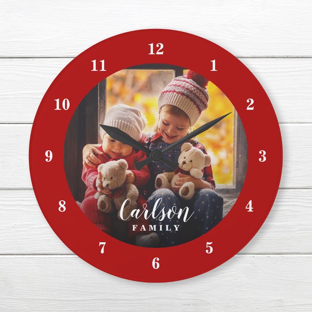 Custom Photo and Family Name Personalised Large Clock (Creator Uploaded)