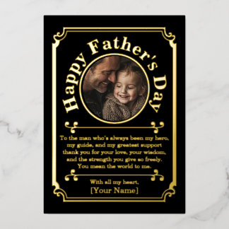 Custom Photo and Gold Foil Father's Day Foil Holiday Card