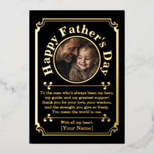 Custom Photo and Gold Foil Father's Day Holiday Card