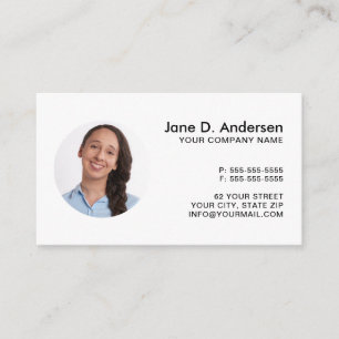 Custom photo and logo white professional elegant business card