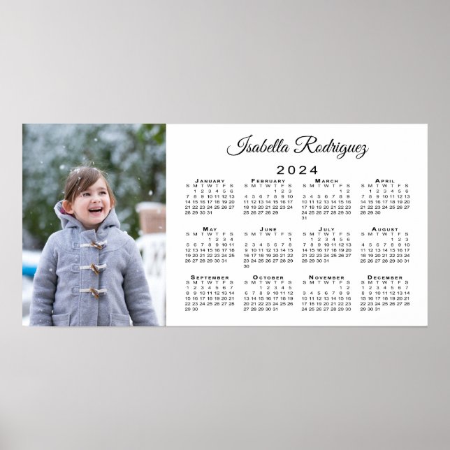 Custom Photo and Name 2024 Calendar Poster (Front)