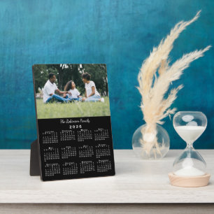Custom Photo and Name 2026 Calendar Black Desktop Plaque