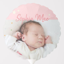 Custom Photo and Name Birthday Balloon modern girl