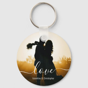 Custom Photo and Name Love Script Keychain