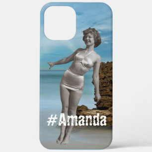 Custom photo and name Modern summer beach blue iPhone 12 Pro Max Case