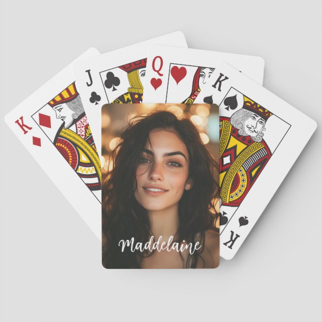 Custom Photo and Name Playing Cards (Back)