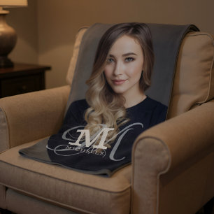 Custom Photo and Name Typography Fleece Blanket
