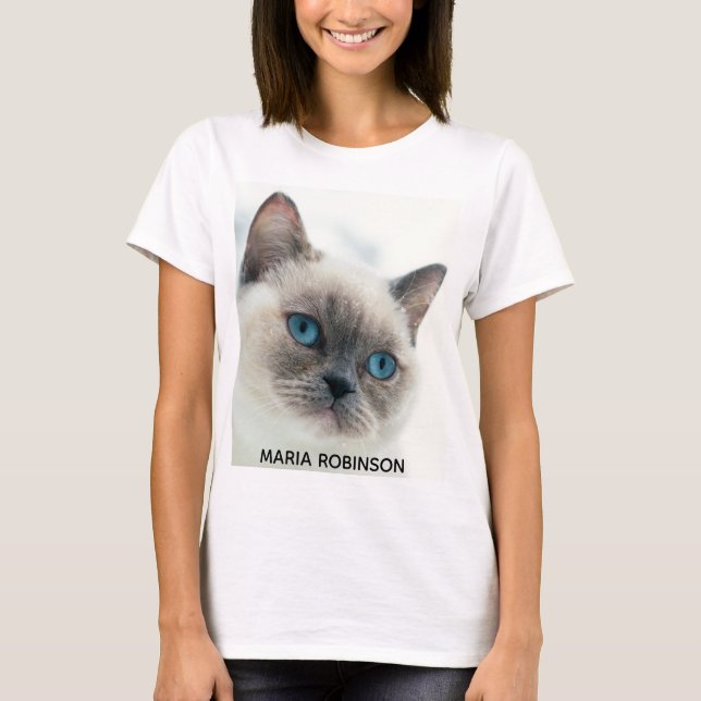 Custom Photo and Name Womens Funny Personalised T-Shirt (Front)