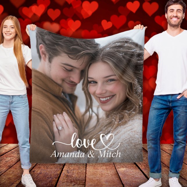 Custom Photo And Names Couple Love Fleece Blanket (Custom Photo And Names Couple Love Fleece Blanket)